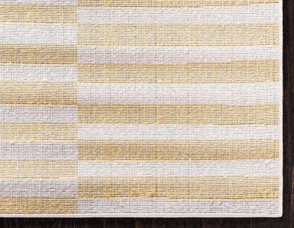 Williamsburg Collection Casual Transitional Thick Alternating Stripes Area Rug (4' 1 x 6' 1 Rectangular, Yellow/Beige)