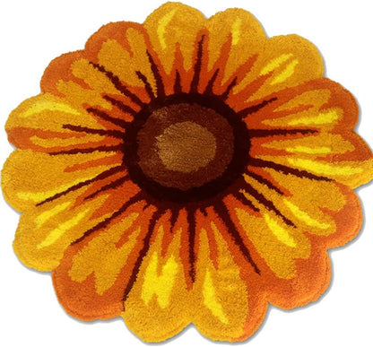 Modern Fashion Sunflower Area Rug Soft and Comfortable Bedroom Kitchen Living Room Bedside Floor Mats Indoor Outdoor Carpet Non-Shedding Non Slip Doormat Home Décor (25.5" X 25.5", Yellow)