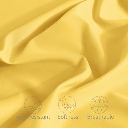 2 Pack Microfiber Pillowcases Standard Size Yellow Bed Pillow Cases with Envelope Closure, 1800 Thread Count Soft & Shrinkage Resistant Pillow Covers, 20 x 26 Inches