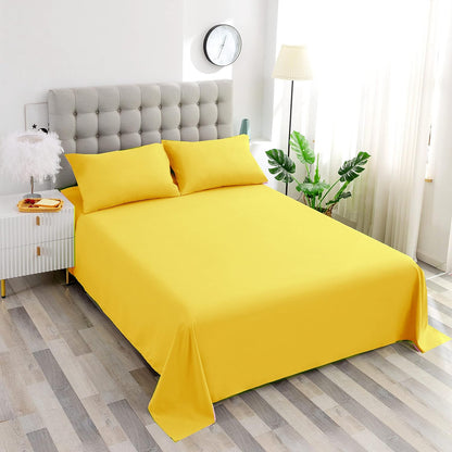 Single Fitted Sheet (Twin - Yellow) - Deep Pocket Brushed Velvety Microfiber, Breathable, Extra Soft and Comfortable - Wrinkle, Fade, Stain and Abrasion Resistant
