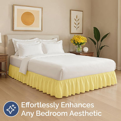 Bedskirt Queen Size Ruffle - Ruffled Bed Skirt - 12 Inch Drop - Yellow