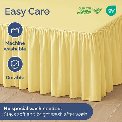Bedskirt Queen Size Ruffle - Ruffled Bed Skirt - 12 Inch Drop - Yellow