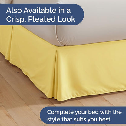Bedskirt Queen Size Ruffle - Ruffled Bed Skirt - 12 Inch Drop - Yellow