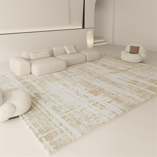 Artistic Abstract Area Rug Suitable for Bedroom Living Machine Washable Non-Slip Soft Modern Interior Rug(Light Yellow,63x91in)