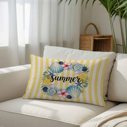Summer Pillow Covers Lemons Starfish Flower Stripes Yellow Vintage 20x26 Inch - Standard Soft Brushed Microfiber Pillowcases with Hidden Zipper Closure Bed Pillow Shams for Bedroom Sofa Car