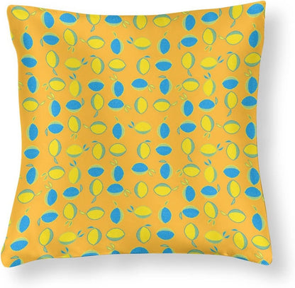 Yellow Lemon Satin Modern Cushion Case Summer Lemon Decorative Throw Pillow Covers Hidden Zipper 16"x16" Decorative Pillow Covers for Sofa Bed Party Satin Pillowcase for Hair and Skin