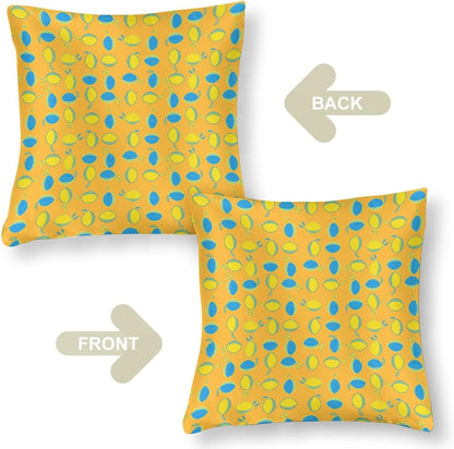 Yellow Lemon Satin Modern Cushion Case Summer Lemon Decorative Throw Pillow Covers Hidden Zipper 16"x16" Decorative Pillow Covers for Sofa Bed Party Satin Pillowcase for Hair and Skin
