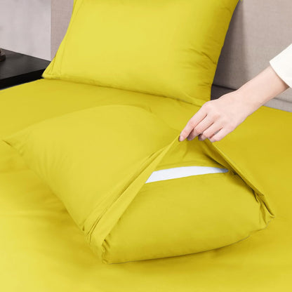 Queen Size Sheet Set - Hotel Luxury 1800 Bedding Sheets & Pillowcases - Deep Pocket Fitted Sheet, Soft, Breathable, Wrinkle & Fade Resistant - 4 Piece (Queen, Yellow)