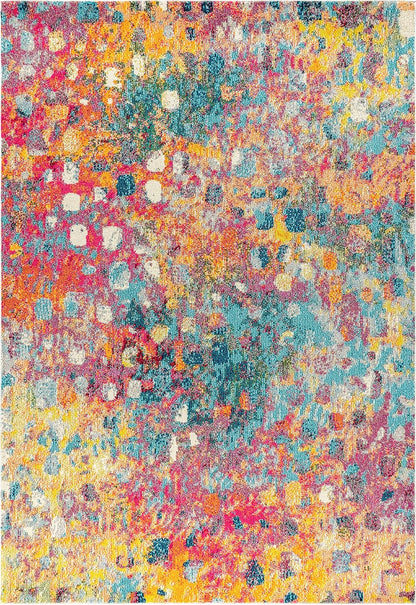 Abstract Area Rug 8X10 Multi/Yellow, Contemporary Indoor Rug
