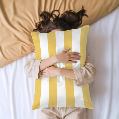 Lemon Yellow Striped Pillow Cases Standard Size Set of 2, Modern Yellow Stripes Farmhouse Satin Pillowcase with Zipper for Hair/Skin, Decorative Pillow Covers for Bed/Couch/Sofa, 20x26 Inches
