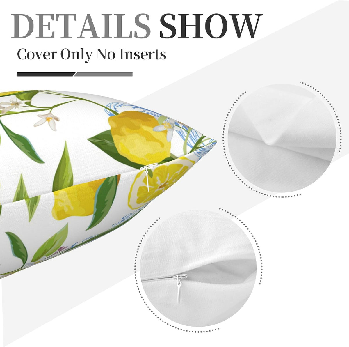 Summer Yellow Lemon Tropical Palm Leaves Throw Pillow Cover 18x18 in