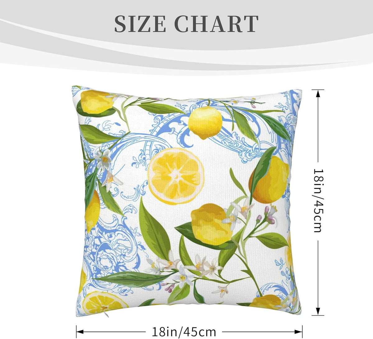 Summer Yellow Lemon Tropical Palm Leaves Throw Pillow Cover 18x18 in