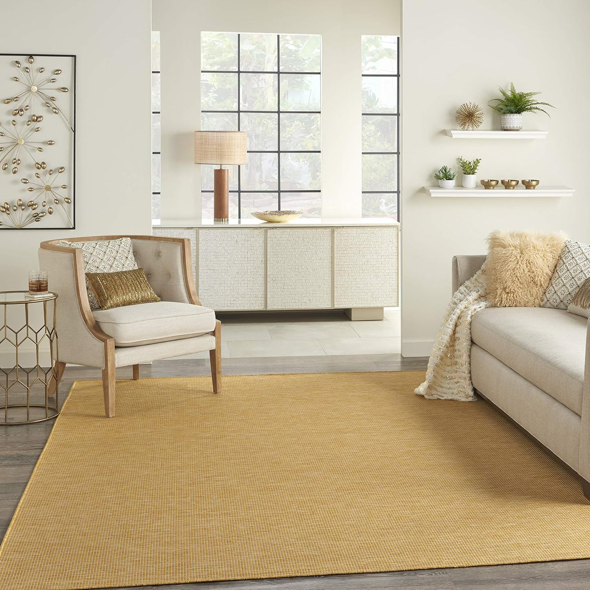 Positano Yellow 8' x 10' Area Rug - Easy Clean, Non Shedding, Bed Room, Living Room, Dining Room, Kitchen (8' x 10')