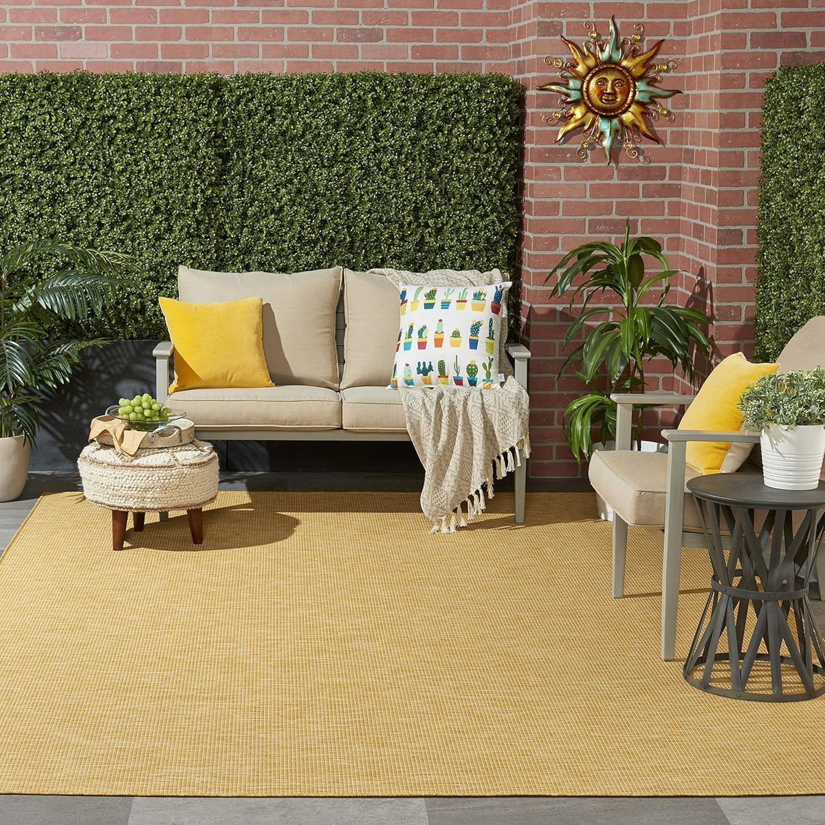 Positano Yellow 8' x 10' Area Rug - Easy Clean, Non Shedding, Bed Room, Living Room, Dining Room, Kitchen (8' x 10')