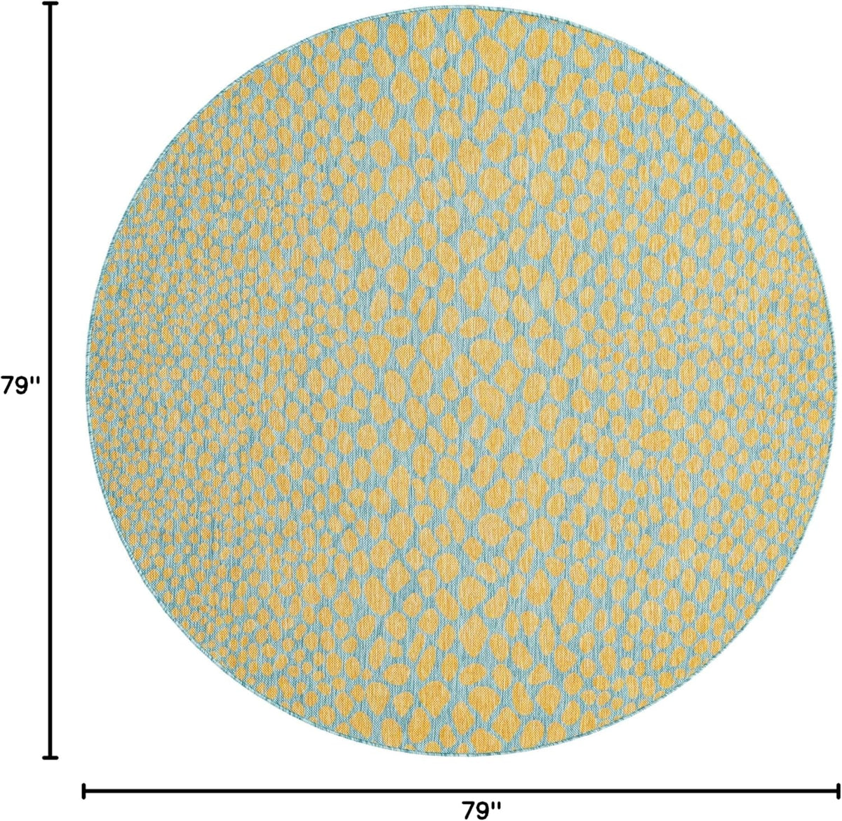 Jill Zarin Jill Zarin Outdoor Collection Area Rug - Cape Town (6' 7" Round, Yellow and Aqua/Light Blue)