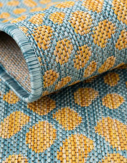 Jill Zarin Jill Zarin Outdoor Collection Area Rug - Cape Town (6' 7" Round, Yellow and Aqua/Light Blue)