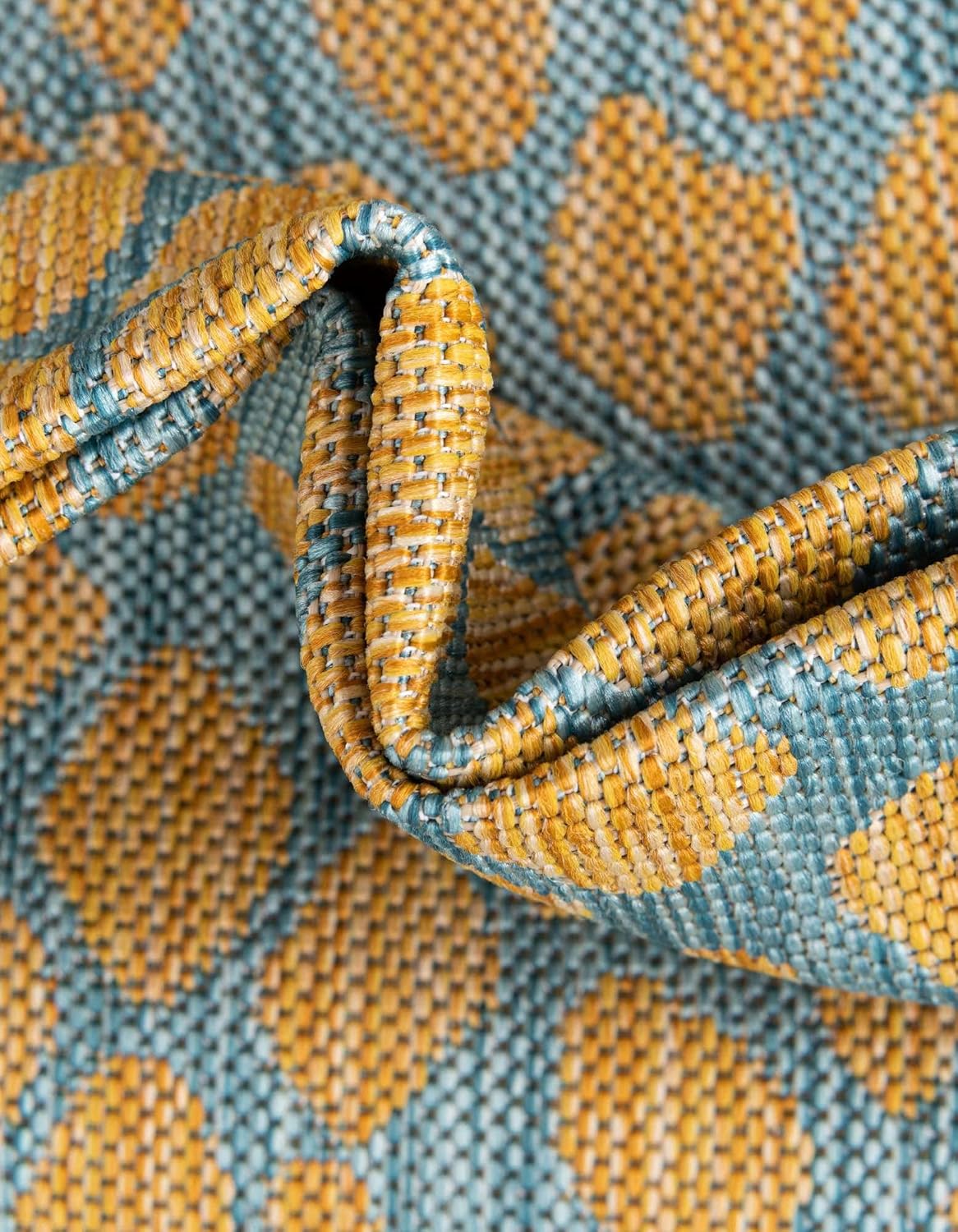 Jill Zarin Jill Zarin Outdoor Collection Area Rug - Cape Town (6' 7" Round, Yellow and Aqua/Light Blue)