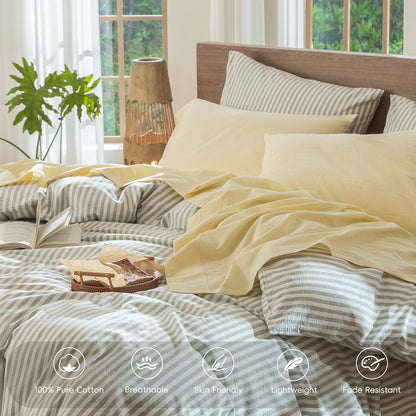 Sheet Set 100% Washed Cotton Linen-Like Extra Deep Pocket King