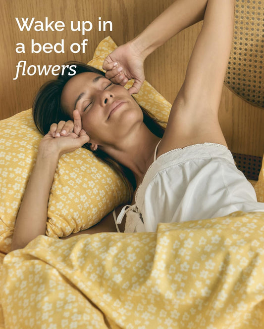 Twin XL 3 Piece Floral Sheet Set - Breathable & Cooling - Yellow Meadow