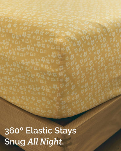 Twin XL 3 Piece Floral Sheet Set - Breathable & Cooling - Yellow Meadow