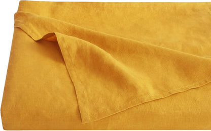100% Organic Linen Flat Sheet Queen Size Only 1 Piece-Stone Washed French Flax Bed Sheet,Soft Flat Top Sheet Breathable(90"x102",Yellow)