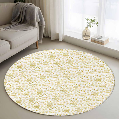 Round Area Rug 3.3ft,Yellow Christmas Winter Snowflakes Washable Circle Carpet Non-Slip Runner Accent Rugs Indoor Floor Mat for Bedroom Living Room Decor,White Background