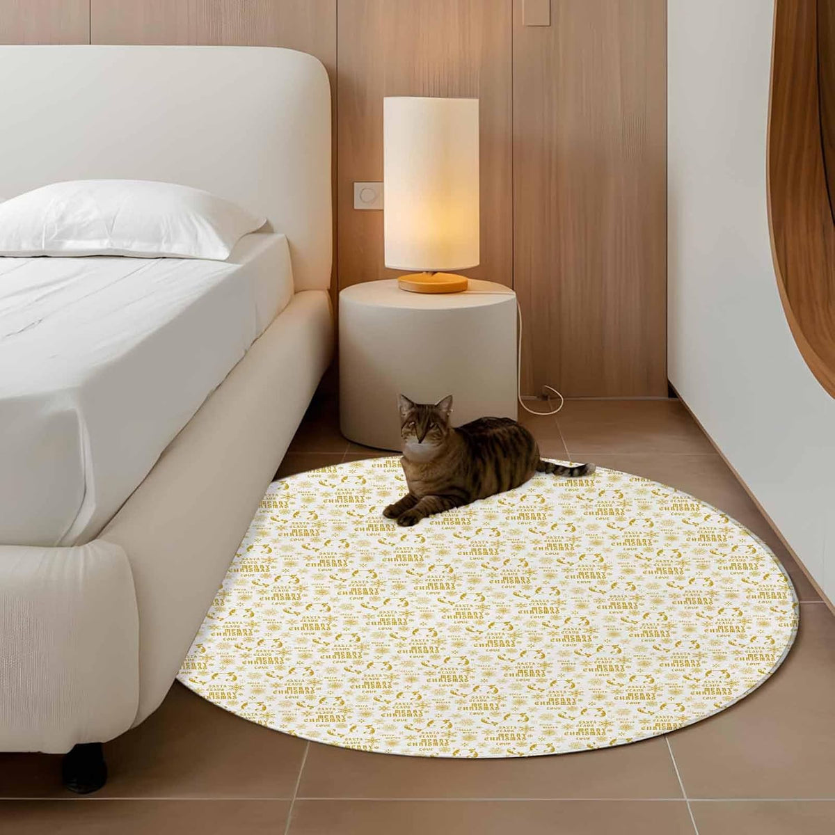 Round Area Rug 3.3ft,Yellow Christmas Winter Snowflakes Washable Circle Carpet Non-Slip Runner Accent Rugs Indoor Floor Mat for Bedroom Living Room Decor,White Background