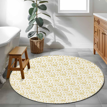 Round Area Rug 3.3ft,Yellow Christmas Winter Snowflakes Washable Circle Carpet Non-Slip Runner Accent Rugs Indoor Floor Mat for Bedroom Living Room Decor,White Background