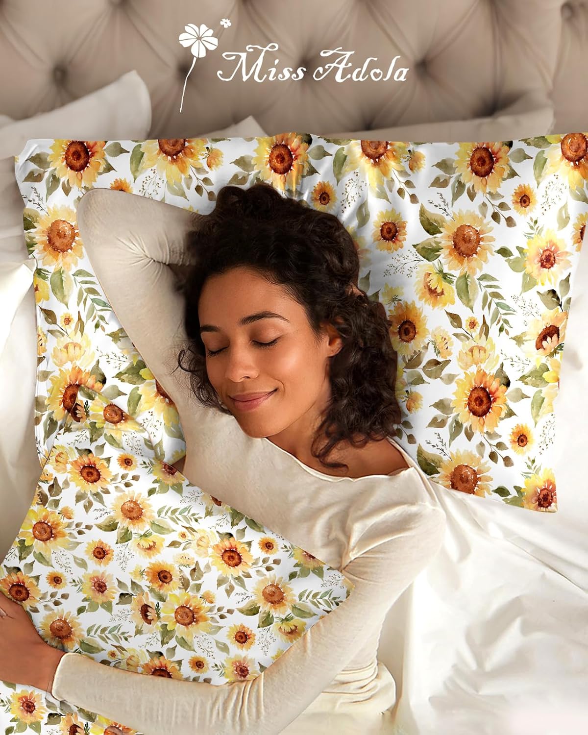 2 Pack Mulberry Silk Pillowcase for Hair and Skin - Standard Size 20 x 26 Inches with Hidden Zipper Sunflower 19 Momme Soft Sleeping Silk Pillow Case for Women, Moms