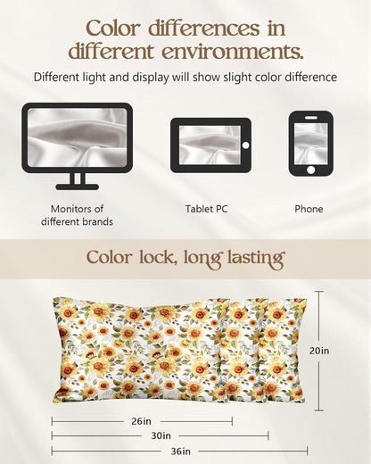 2 Pack Mulberry Silk Pillowcase for Hair and Skin - Standard Size 20 x 26 Inches with Hidden Zipper Sunflower 19 Momme Soft Sleeping Silk Pillow Case for Women, Moms