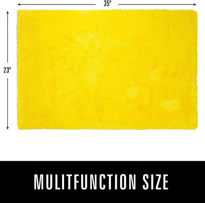 2x3 Area Rugs Fluffy Living Room Carpets for Kids Bedroom, Yellow