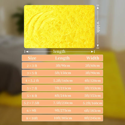 Cozy Winter Area Rug 5x7,Ultra Soft ‌Plush Shaggy Rug Non Slip for Living Room/Bedroom,Kid/Pet Friendly,Modern Home Decor Carpet,Yellow
