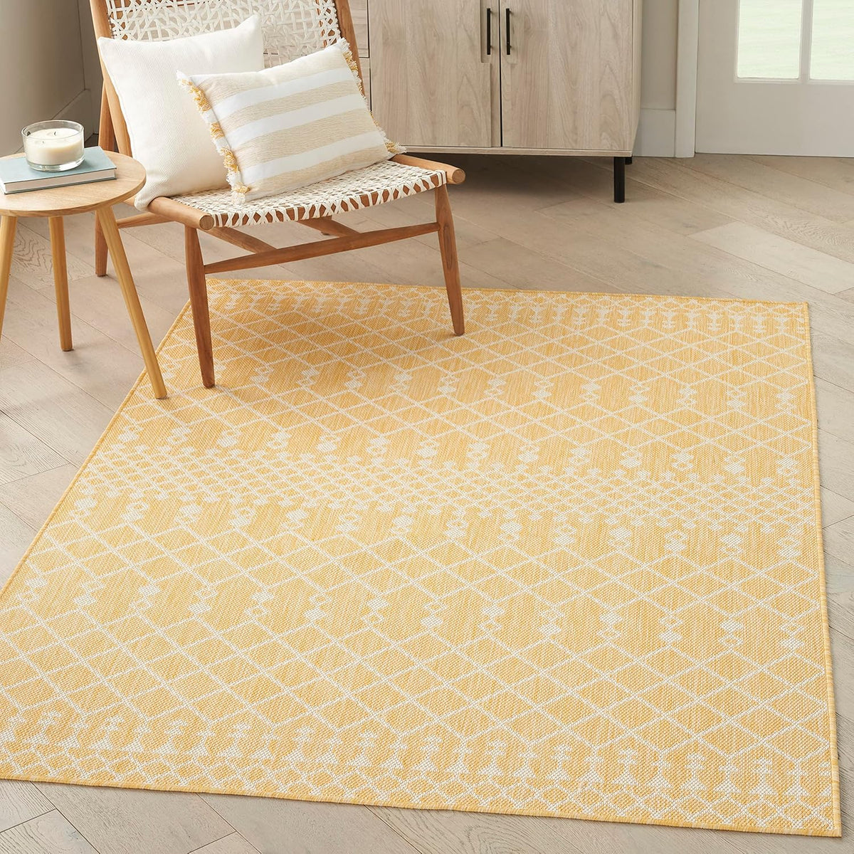 Positano Yellow 5' x 7' Area Rug - Easy Clean, Non Shedding, Bed Room, Living Room, Dining Room, Kitchen (5' x 7')