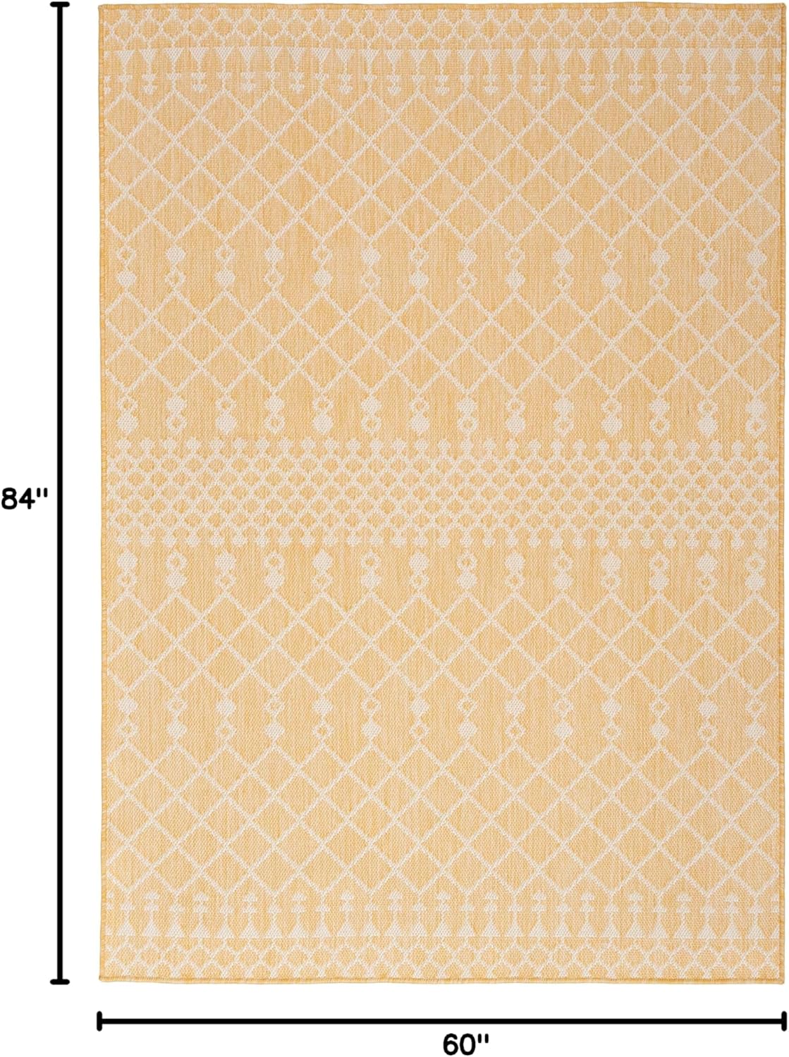Positano Yellow 5' x 7' Area Rug - Easy Clean, Non Shedding, Bed Room, Living Room, Dining Room, Kitchen (5' x 7')