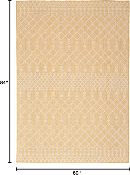 Positano Yellow 5' x 7' Area Rug - Easy Clean, Non Shedding, Bed Room, Living Room, Dining Room, Kitchen (5' x 7')