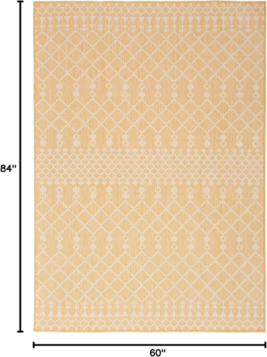 Positano Yellow 5' x 7' Area Rug - Easy Clean, Non Shedding, Bed Room, Living Room, Dining Room, Kitchen (5' x 7')