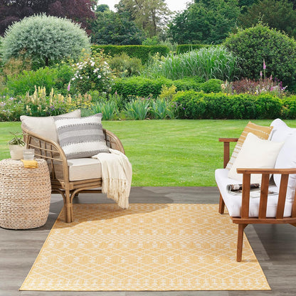 Positano Yellow 5' x 7' Area Rug - Easy Clean, Non Shedding, Bed Room, Living Room, Dining Room, Kitchen (5' x 7')