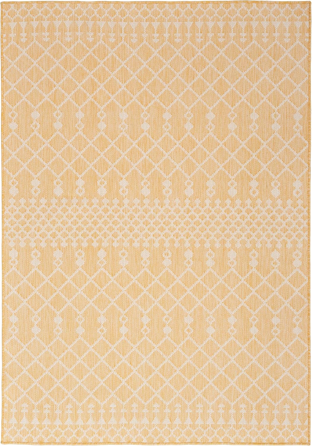 Positano Yellow 5' x 7' Area Rug - Easy Clean, Non Shedding, Bed Room, Living Room, Dining Room, Kitchen (5' x 7')