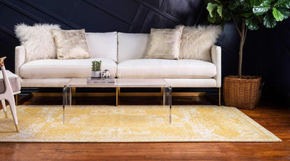 Bromley Collection Area Rug - Wells (4' 1" x 6' 1" Rectangle, Yellow/ Ivory)