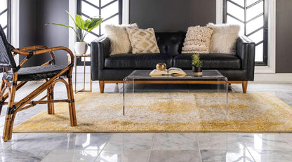 Bromley Collection Area Rug - Midnight (5' 1" x 8' Rectangle Yellow/Ivory)