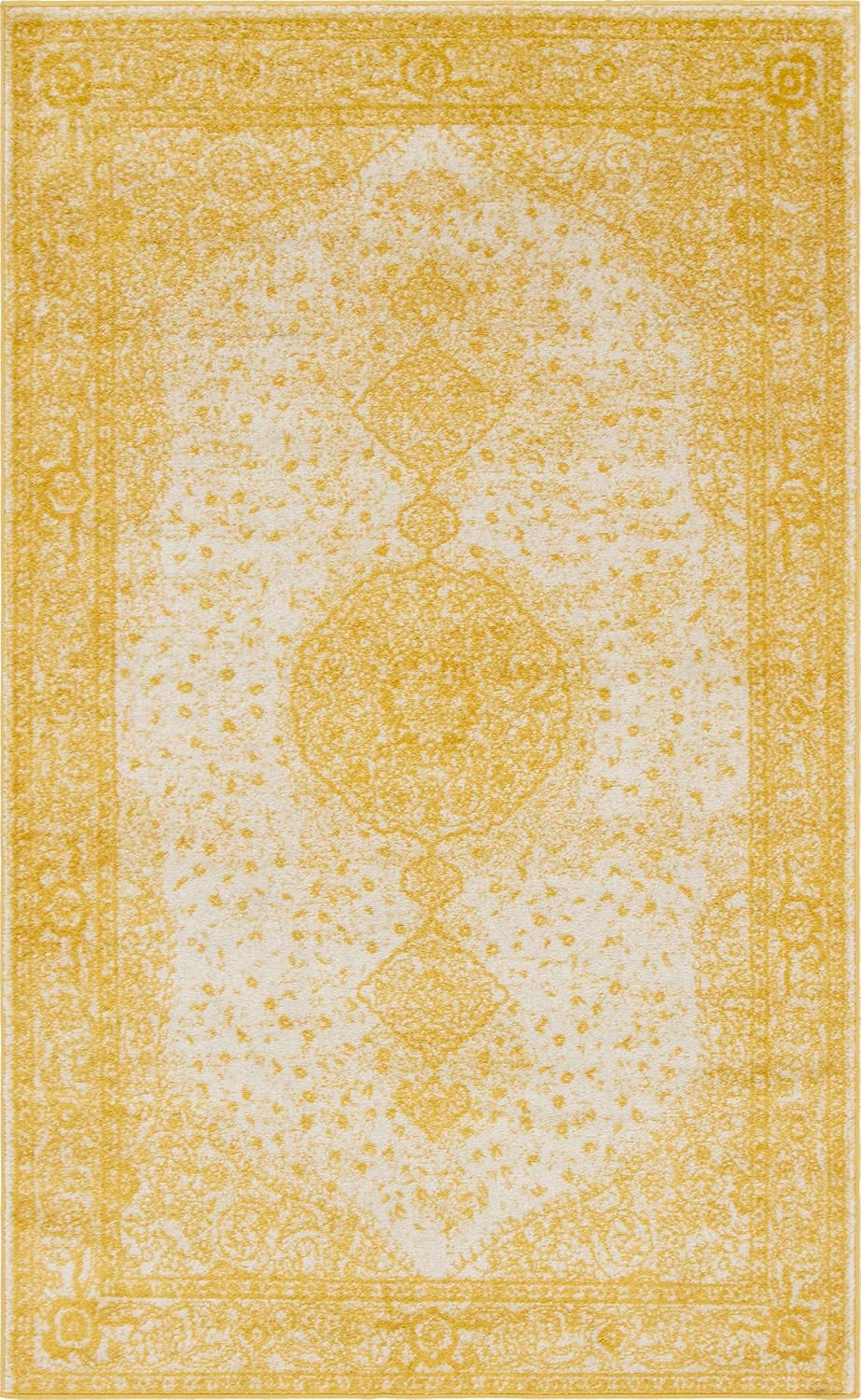 Bromley Collection Area Rug - Midnight (5' 1" x 8' Rectangle Yellow/Ivory)
