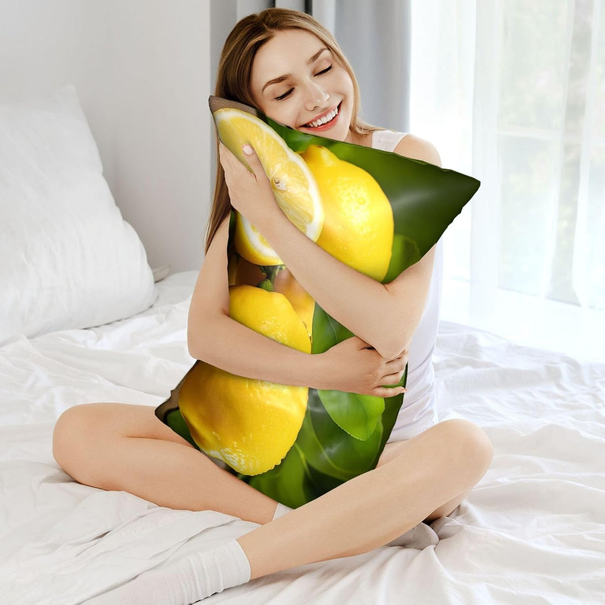 Satin Pillowcase for Hair and Skin, Yellow Lemon Pillow Cover Queen Size 20x30 Inch Soft Smooth Breathable Cooling Silky Pillow Cases with Hidden Zipper, Gifts for Women Men