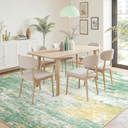 5x7 Area Rug for Living Room, Abstract Washable Non-Slip Rugs, Light Green