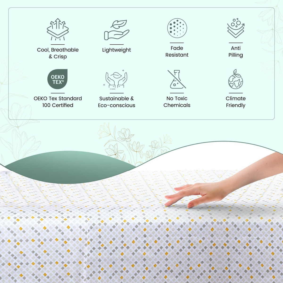 Feather & Stitch 100% Cotton Percale 300 Thread Count Full 4 Pc Sheet Set