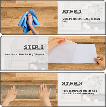 Stair Treads for Wooden Steps - Non Slip Stairs Carpet Tape Peel and Stick with Double Adhesive Tape Set of 15 Stripe- Flax Yellow