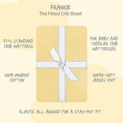 Frankie Fitted Crib Sheet 100% Organic Cotton for Baby & Toddler Mattress, Breathable for Boys & Girls, Butter Yellow, One Size
