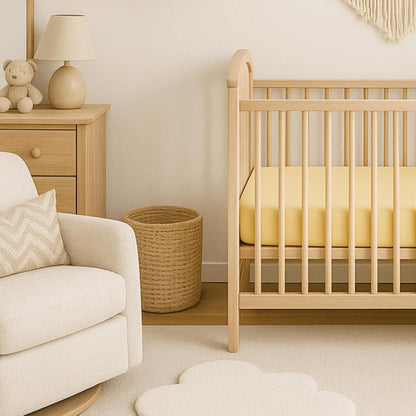 Frankie Fitted Crib Sheet 100% Organic Cotton for Baby & Toddler Mattress, Breathable for Boys & Girls, Butter Yellow, One Size
