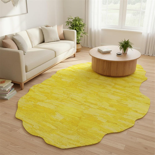Nordic Minimalist Irregular Rugs Modern Abstract Art Deco Area Rug for Living Room Bedroom Dining Room 3x5 Soft Non Slip Thick Carpet Bright Yellow Vibrant Indoor Floor Mats Nursery Dorm Guestroom