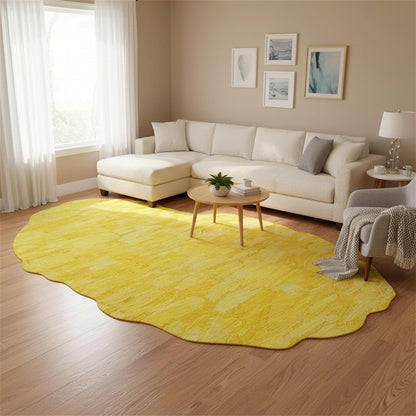 Nordic Minimalist Irregular Rugs Modern Abstract Art Deco Area Rug for Living Room Bedroom Dining Room 3x5 Soft Non Slip Thick Carpet Bright Yellow Vibrant Indoor Floor Mats Nursery Dorm Guestroom