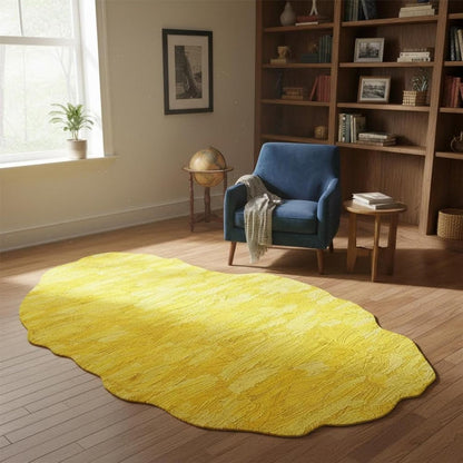 Nordic Minimalist Irregular Rugs Modern Abstract Art Deco Area Rug for Living Room Bedroom Dining Room 3x5 Soft Non Slip Thick Carpet Bright Yellow Vibrant Indoor Floor Mats Nursery Dorm Guestroom